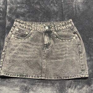 Studded Black Denim Skirt